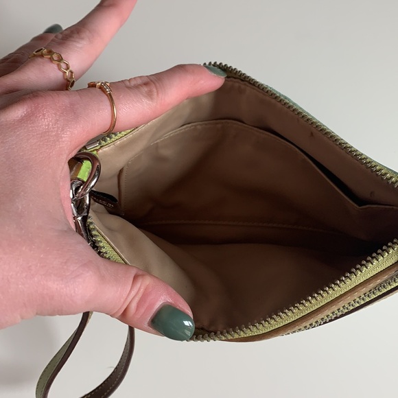 Coach Blue/Green Leather Wristlet - Picture 3 of 5
